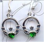 Celtic Claddaugh Earrings green