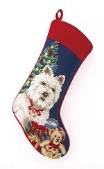 Westie on Blue Background