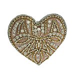 Pale Pink Heart with Pearls and Crystals